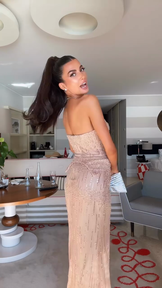 strapless embellished mermaid gown