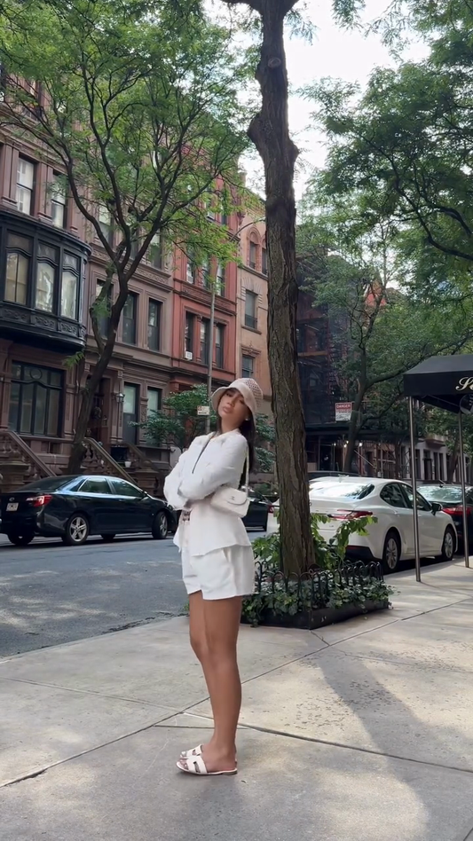 White Button - up Crop Shirt and Shorts Set