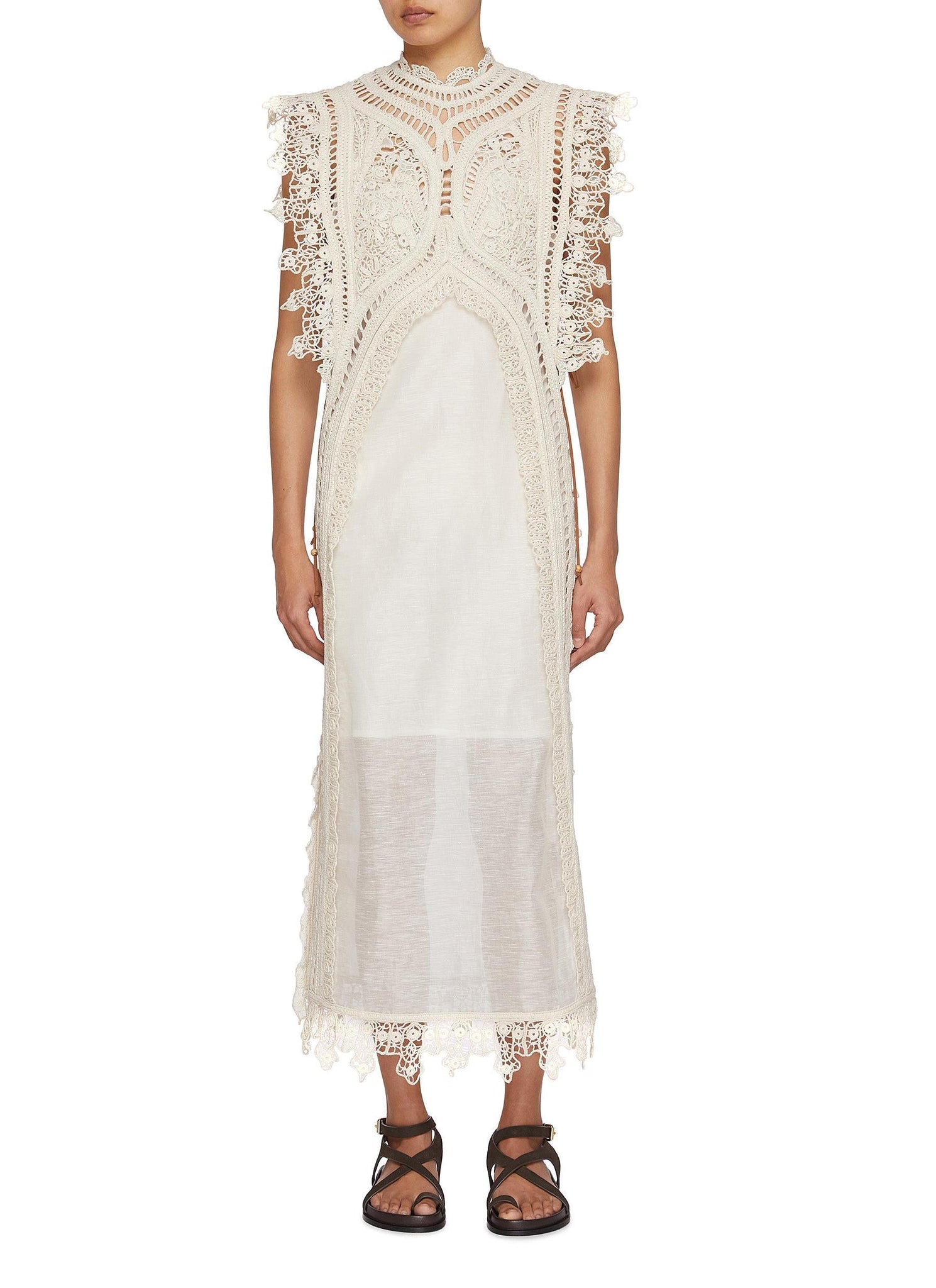 White Lace - Embellished Midi Dress