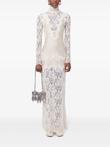White Lace Turtleneck Maxi Dress
