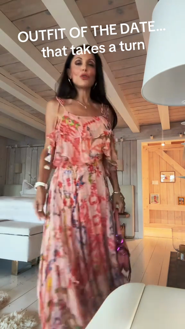 Pink Floral Print Ruffle Maxi Dress