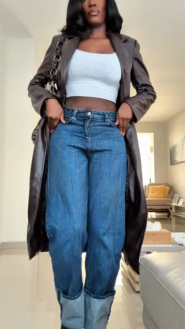 Brown Faux Leather Trench Coat