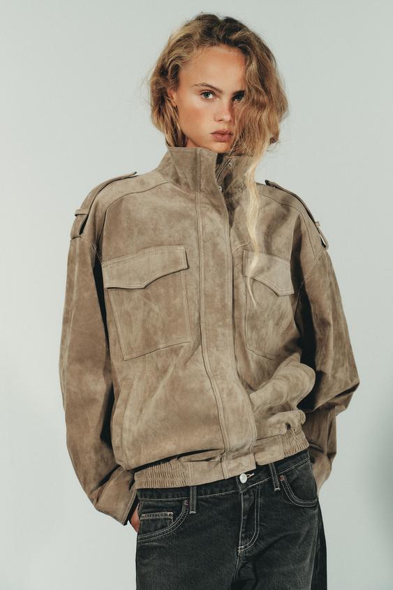 Suede Look Utility Jacket