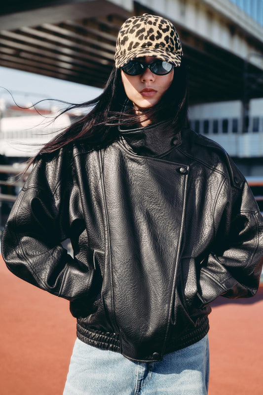Black Leather Bomber Jacket