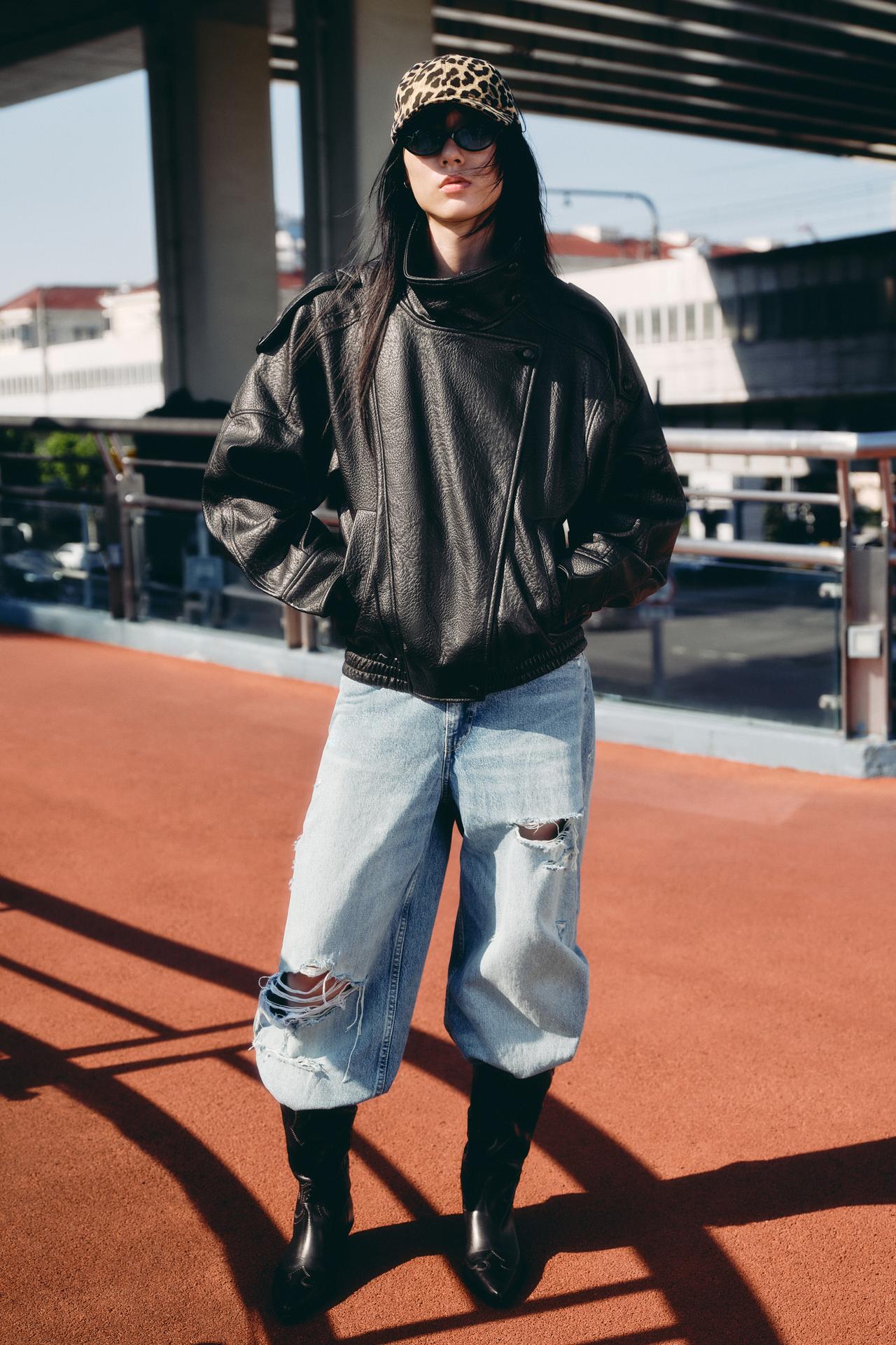 Black Leather Bomber Jacket