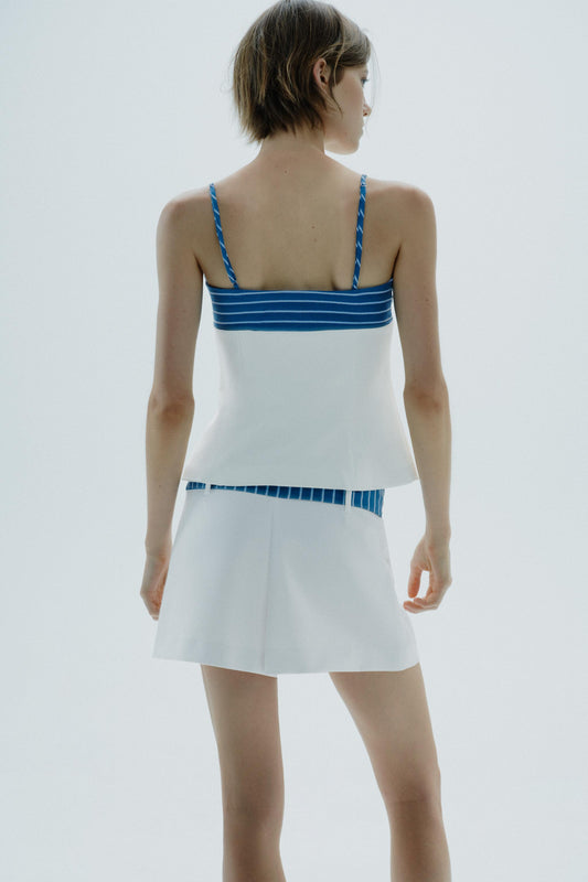 Blue and White Striped Cami Top and Wrap Skirt Set
