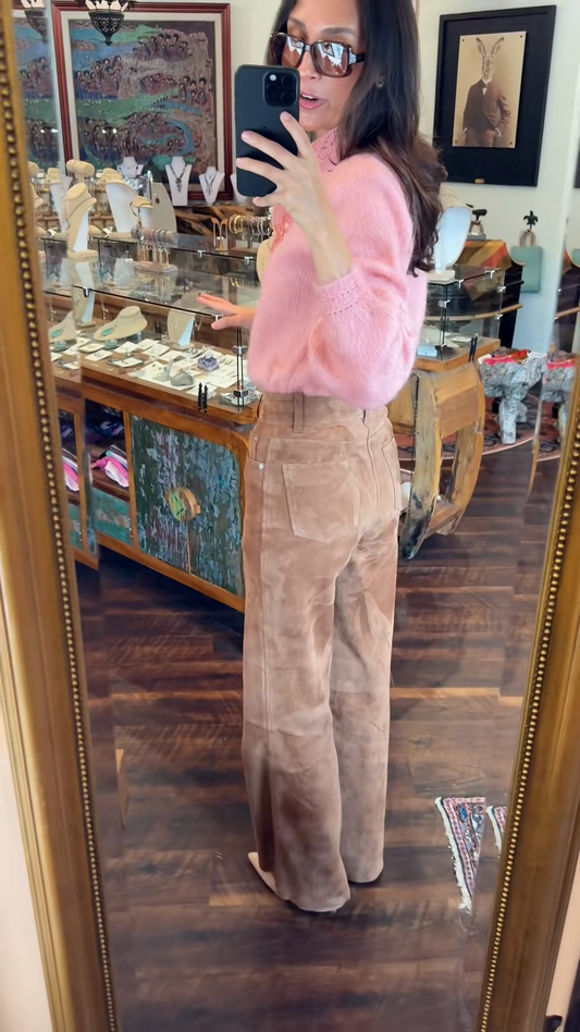 Tan Suede Flare - Leg Pants