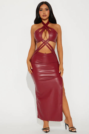 Wolfe Faux Leather Maxi Dress