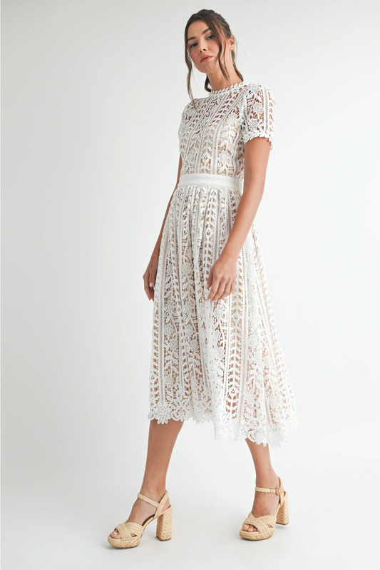 White Lace Midi Dress