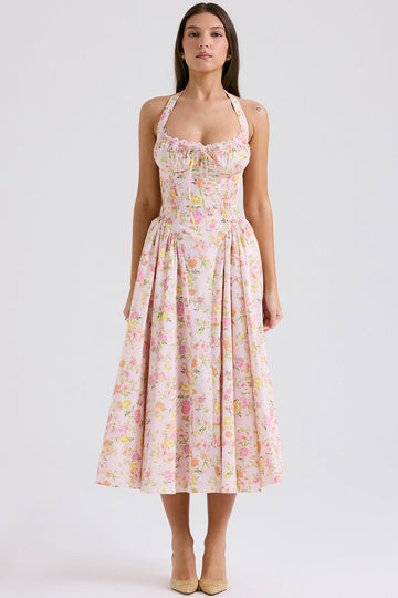 Floral Halter Neck Midi Dress