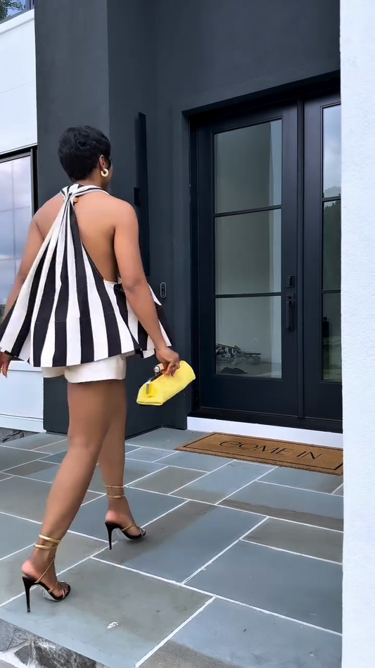 Striped Sleeveless Top with Shorts Set