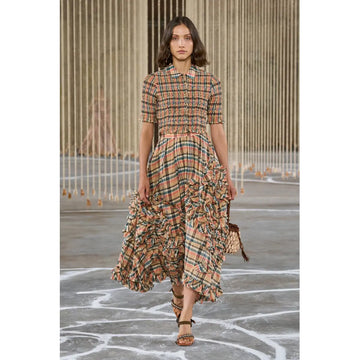 Plaid Crop Top and Ruffled Maxi Skirt Set