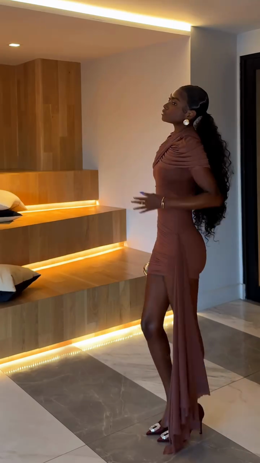 Asymmetric ruffled mini dress