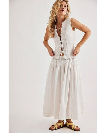 White Eyelet Embroidered Two - piece Set