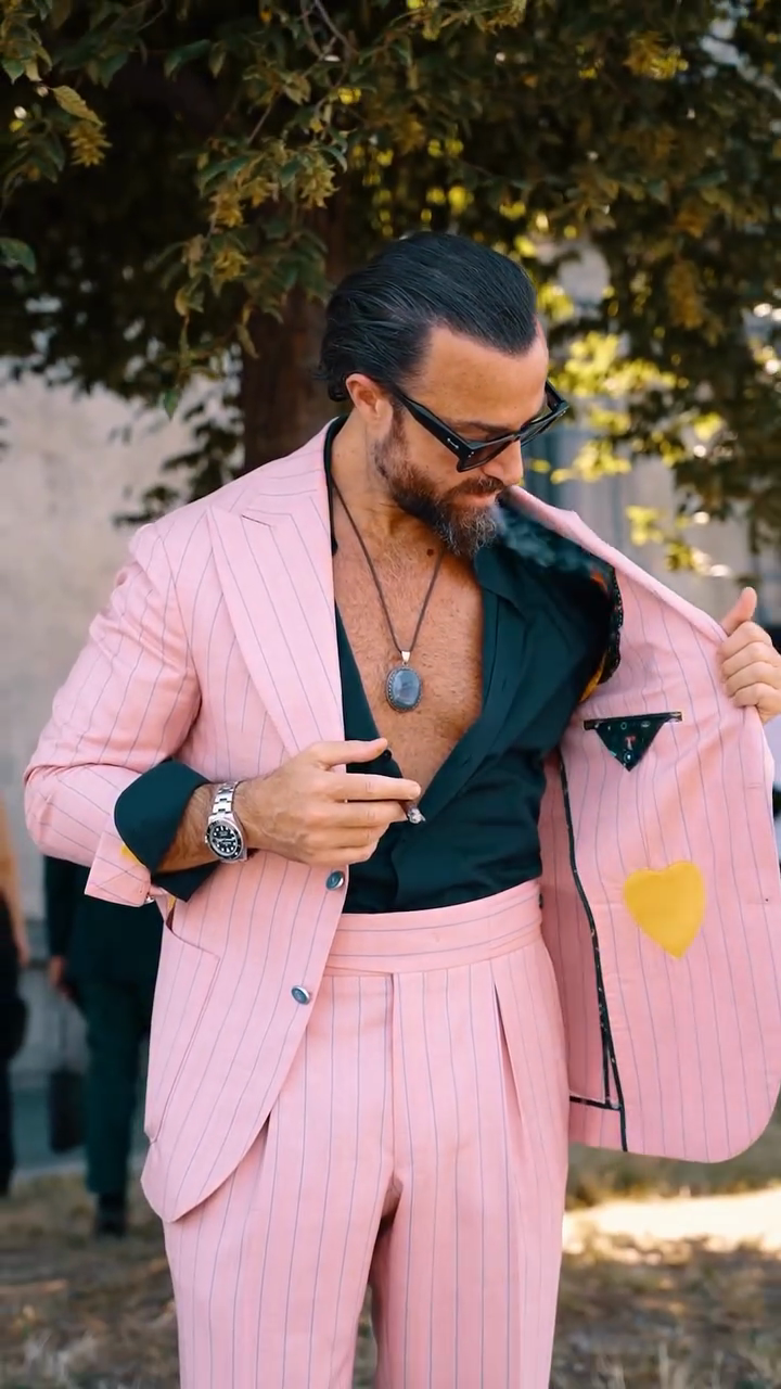 Pink Striped Suit Set