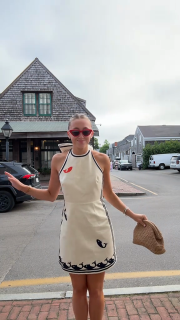 Whale - Embroidered Halter Mini Dress