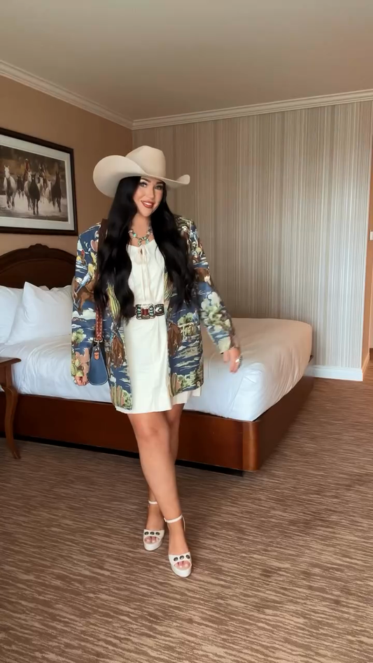 Western - Themed Printed Blazer