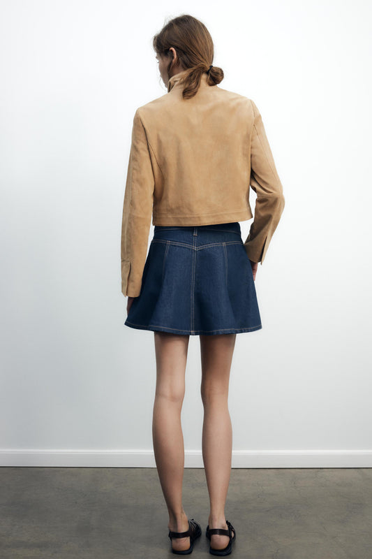 Beige Suede Cropped Jacket