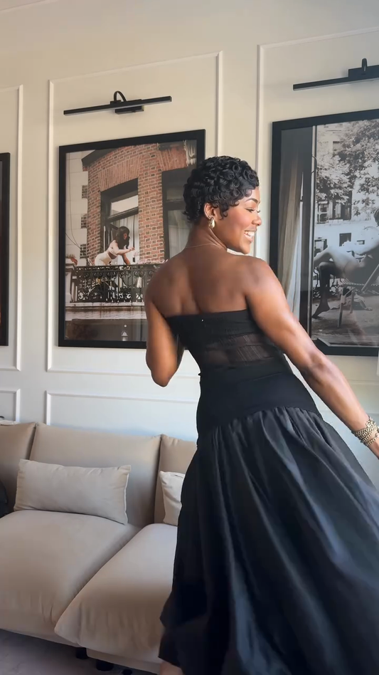 Off-the-shoulder top and skirt set