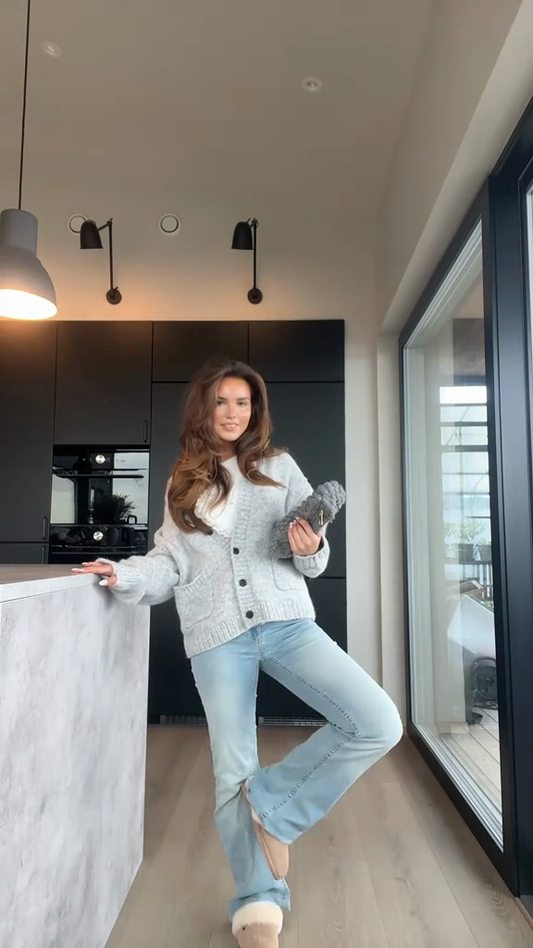 Light Grey Button - Up Knit Cardigan