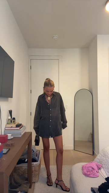 Oversized Striped Button - Up Shirt