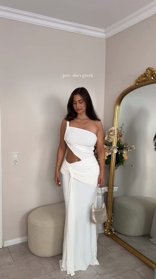 White One - shoulder Cut - out Maxi Dress