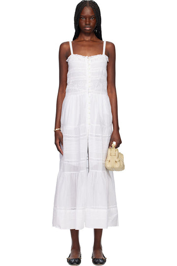 White Tiered Crochet - Trimmed Maxi Dress