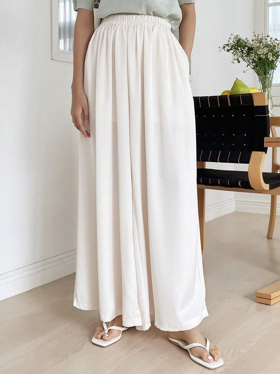 White Wide - Leg Trousers