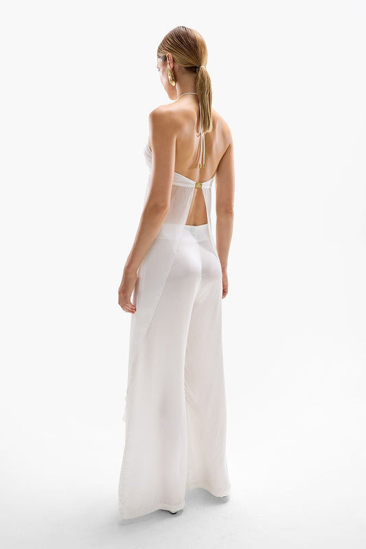 White Sheer Halter Neck Wine Tasting Outfit Set