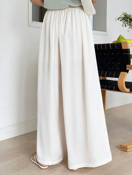 White Wide - Leg Trousers