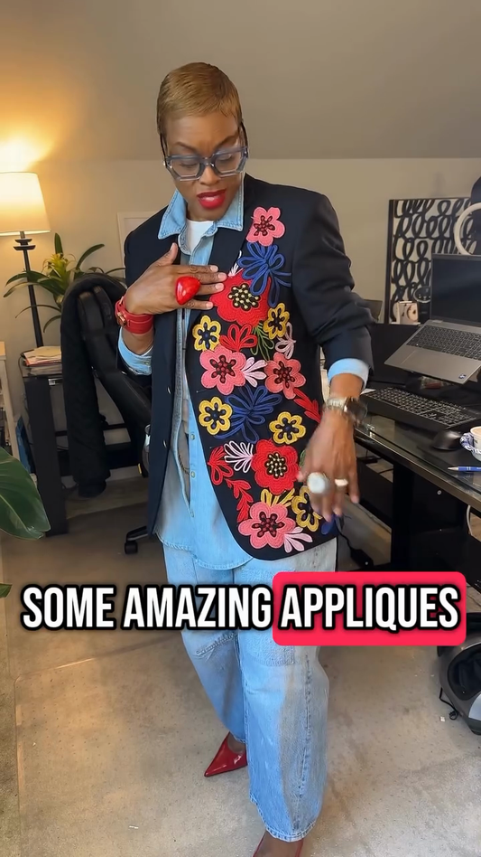 Floral Embroidered Patchwork Blazer