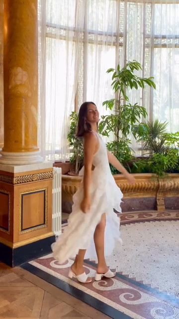 White Asymmetrical Ruffled Halter Mini - Maxi Dress