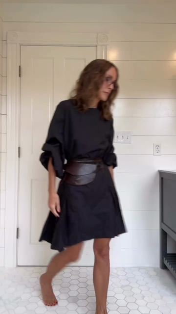 Black Flared Mini Dress with Belt