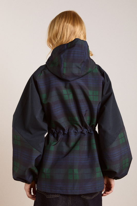 Green and Blue Plaid Hooded Jacket