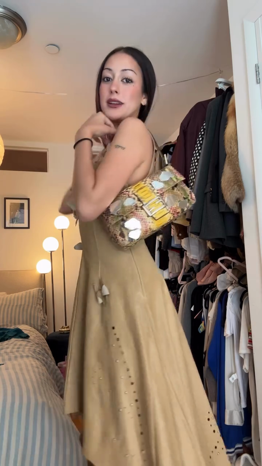 Irregular camel floral dress