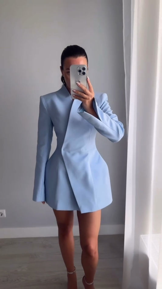 Light Blue Tailored Blazer Dress
