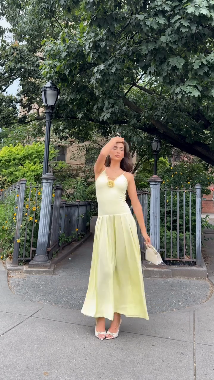 Lemon - Yellow Spaghetti Strap Maxi Dress