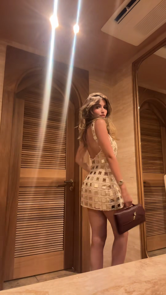 Gold - Embellished Mini Dress