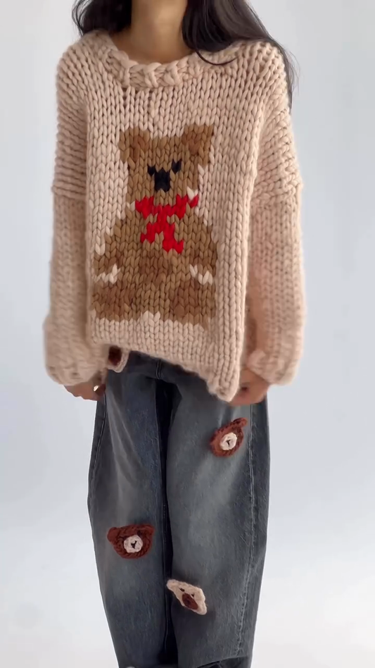 Teddy - Bear Graphic Chunky Knit Sweater