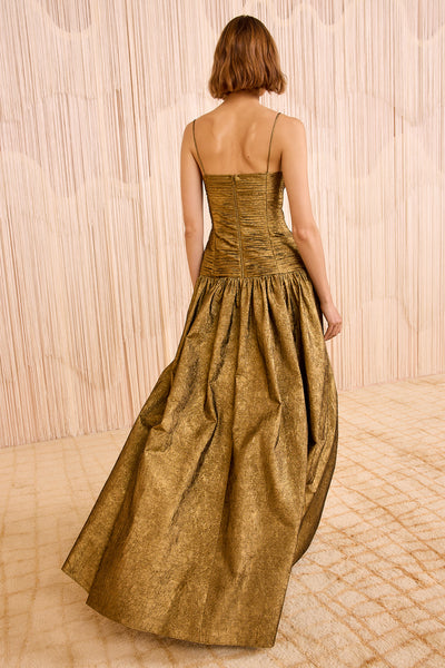Gold Metallic Strapless Ball Gown