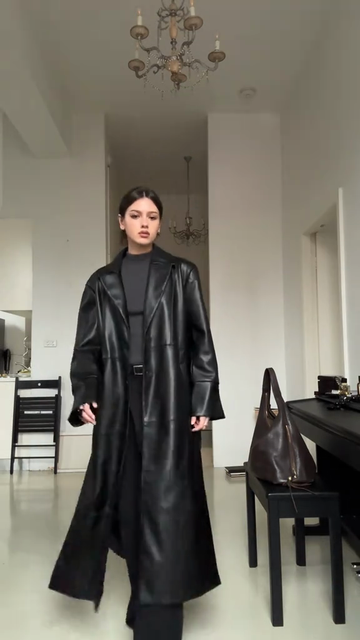 Black Leather Trench Coat