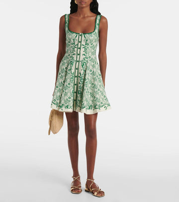 Printed Square - Neck Fit and  Flare Mini Dress