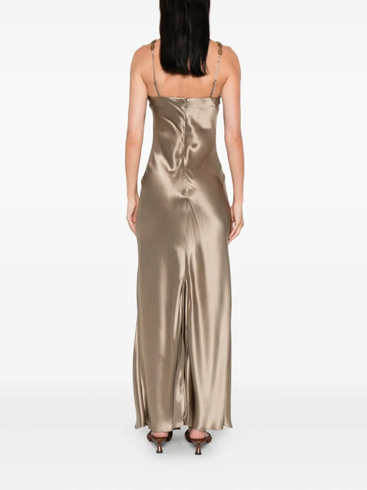 Satin Halter Maxi Dress