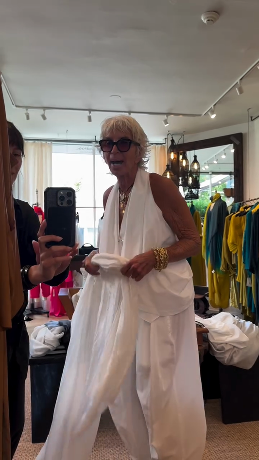 White Halter - Neck Wrap Top and Wide - Leg Pants Set