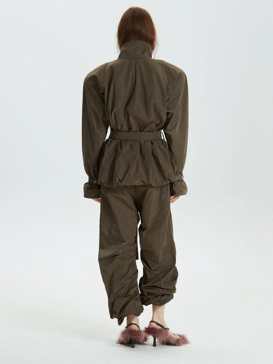 Olive Green Belted Trench Coat