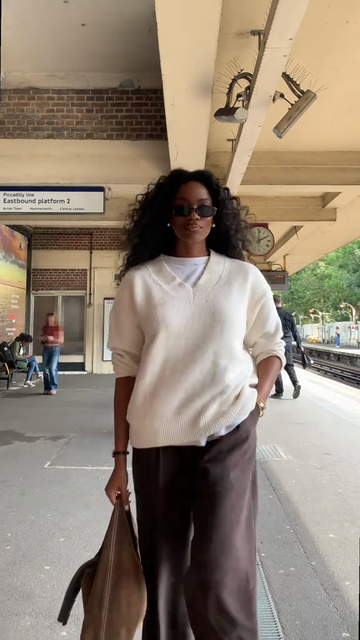 Cream V - Neck Sweater