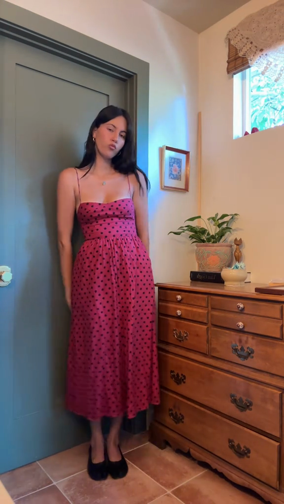Pink Polka - Dot Midi Sundress