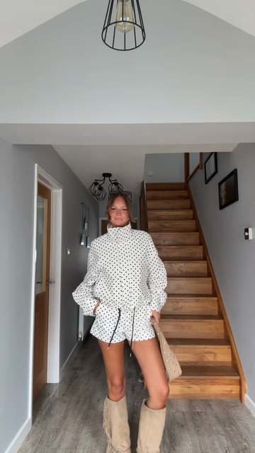 Polka - Dot High - Neck Top and Shorts Set