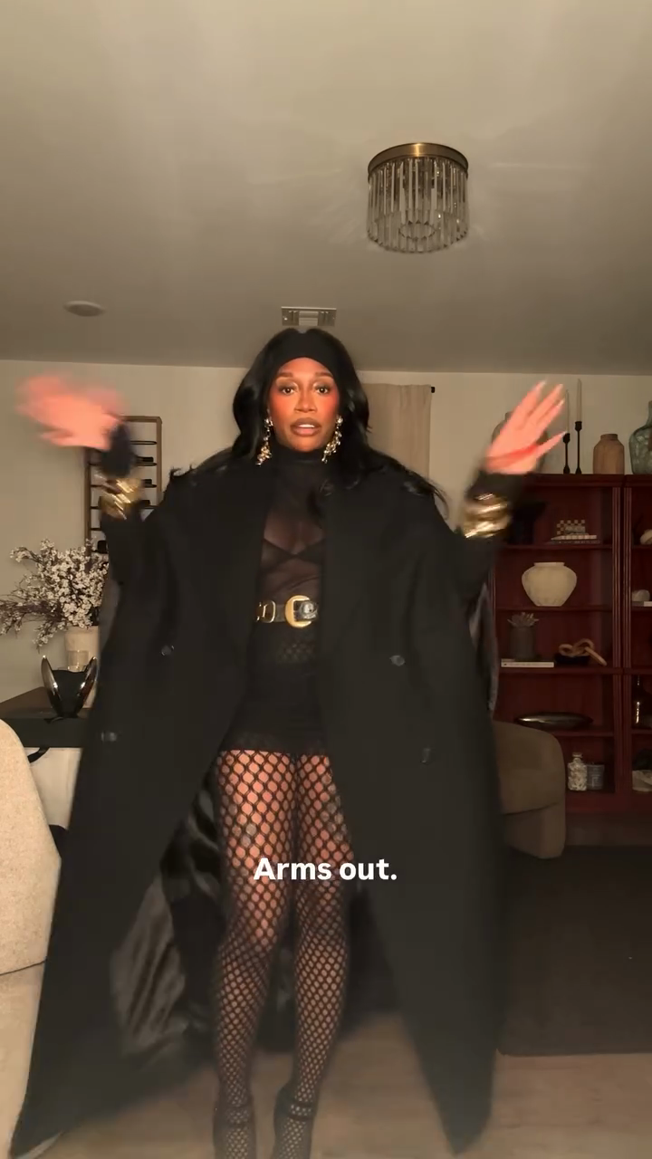 Black Double-Breasted Cape Coat