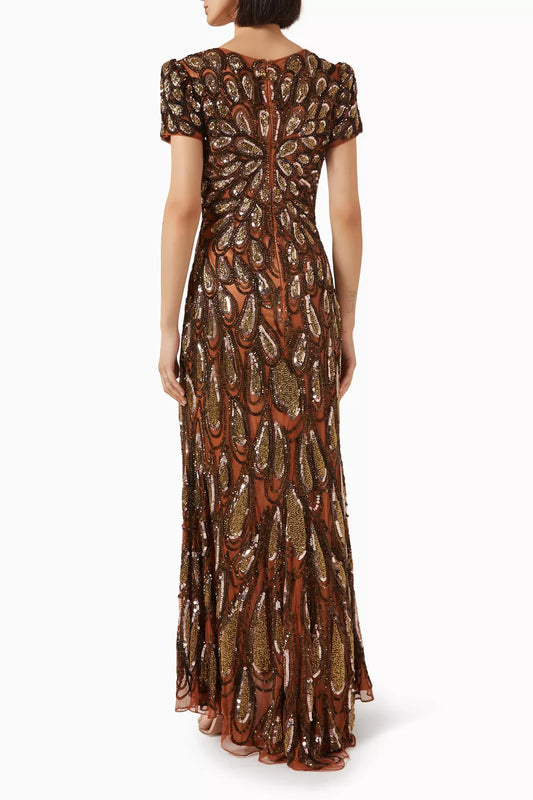 Embellished Sequin Maxi Dress